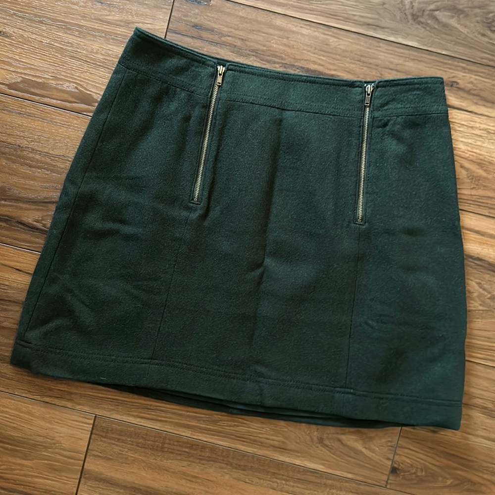 Madewell green wool mini skirt NWOT